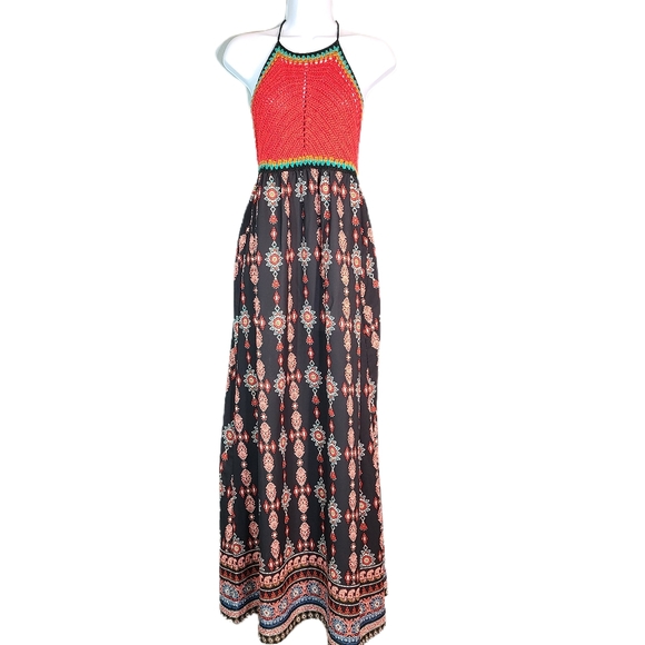 Boho Crochet Halter Maxi Skirt - M - Picture 2 of 7
